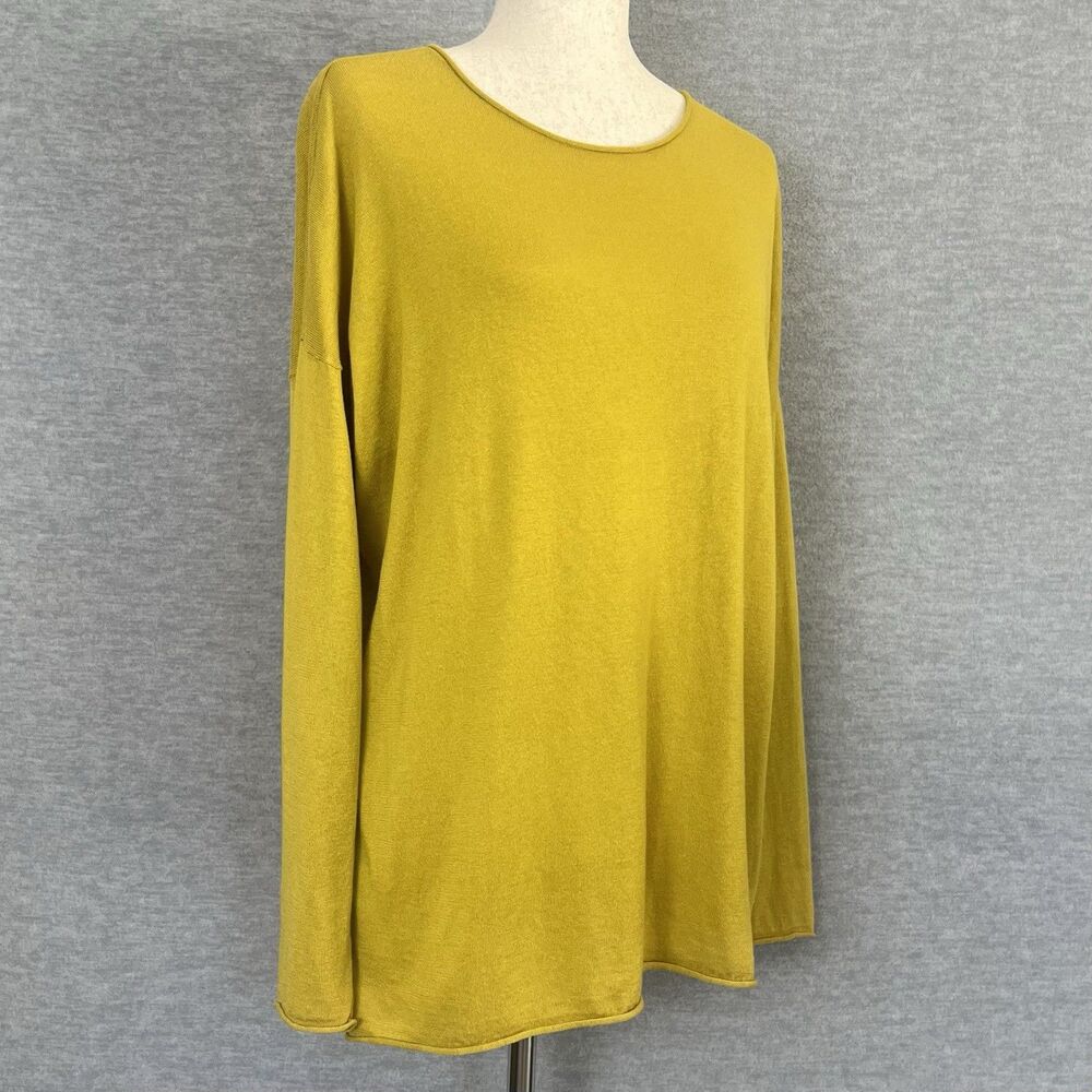 Eileen Fisher Organic Cotton Sweater Size M Long Sleeve Capsule Chartreuse Green